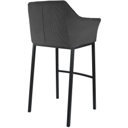 Taburete de bar Damaso B Cord con estructura de 4 patas, gris oscuro
