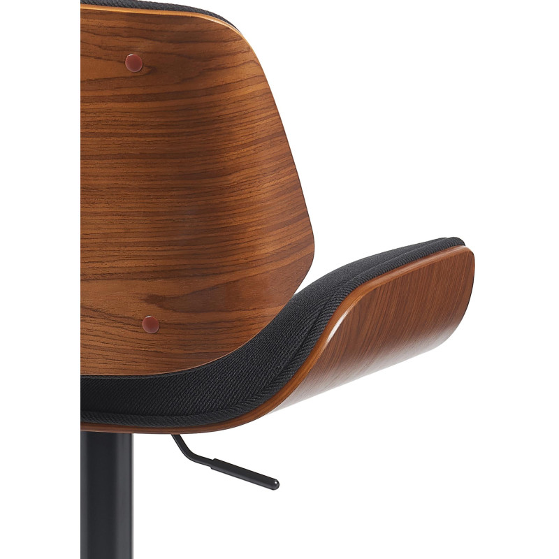 Tabouret de bar Beverley B, noyer/tissu noir