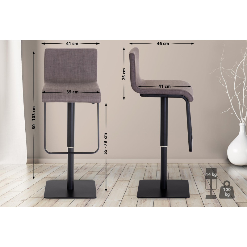 Tabouret de bar Limon B en tissu gris
