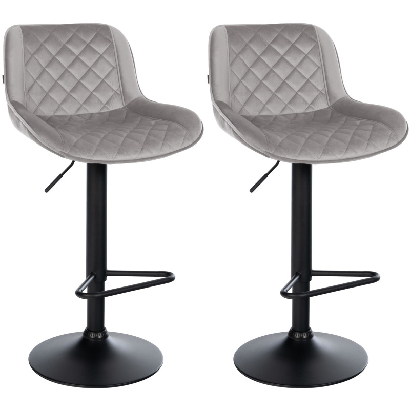 Ensemble de 2 tabourets de bar Kasson en velours gris