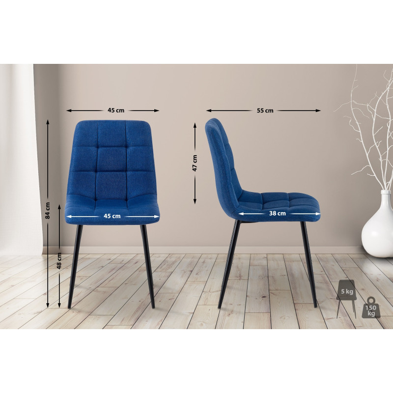 Chaise de salle à manger en tissu Antibes | bleu