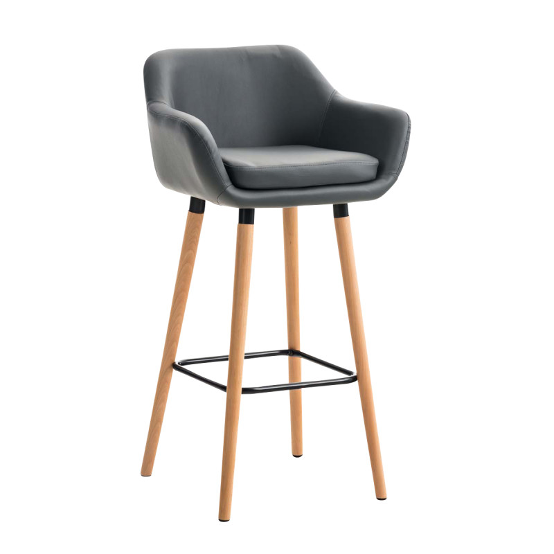 Tabouret de bar Grant simili cuir gris