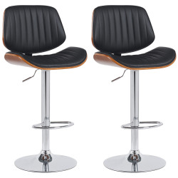 Set di 2 sgabelli da bar Clawson, similpelle, cromati, noce/nero
