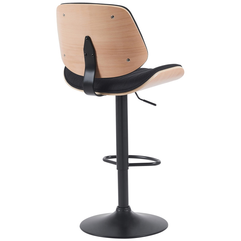 Ensemble de 2 tabourets de bar Clawson en tissu noir naturel/noir