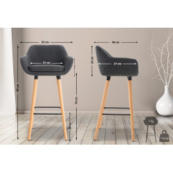 Tabouret de bar Grant en tissu gris foncé