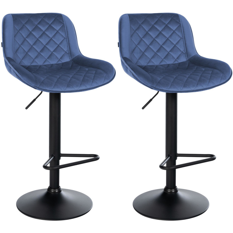 Juego de 2 taburetes de bar Kasson de terciopelo, azules