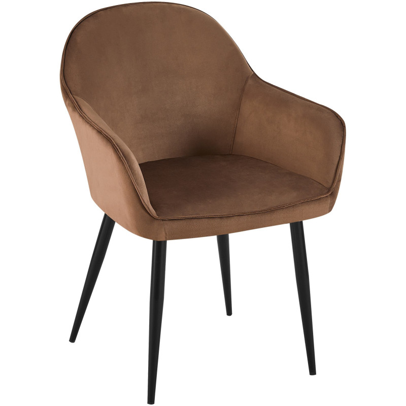 Chaise de salle à manger en velours Boise | brun