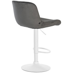 Ensemble de 2 tabourets de bar Solon, velours blanc, gris foncé