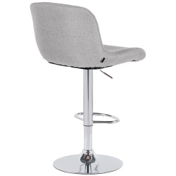 Ensemble de 2 tabourets de bar Solon, chromés, tissu gris clair