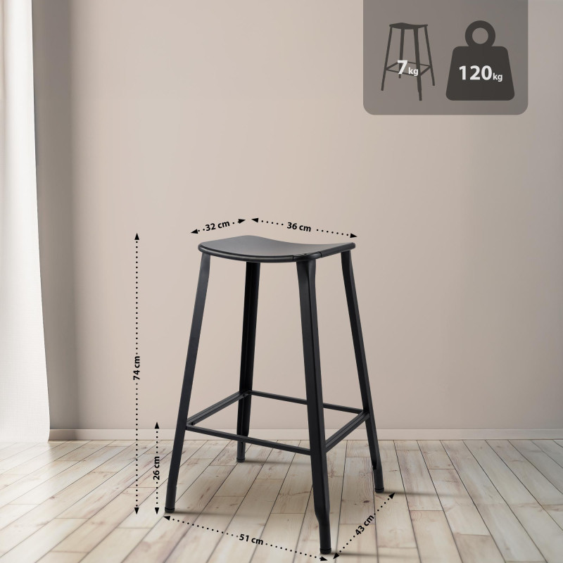 Tabouret de bar noir pivoine