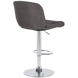 Ensemble de 2 tabourets de bar Solon, finition chromée, tissu gris foncé