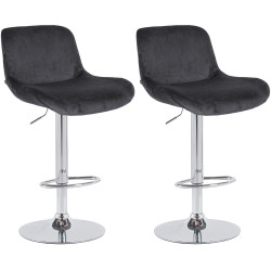 Conjunto de 2 banquetas Solon, cromadas, veludo preto