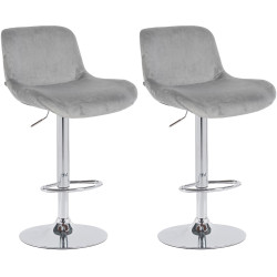Conjunto de 2 banquetas Solon, cromadas, veludo cinza