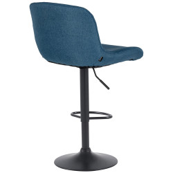 Ensemble de 2 tabourets de bar Solon, tissu noir, bleu