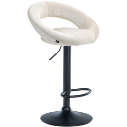 Tabouret de bar Olinda velours noir crème