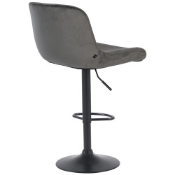 Ensemble de 2 tabourets de bar Solon, velours noir, gris foncé
