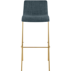 Tabouret de bar Hoover en tissu, 4 pieds, doré et bleu