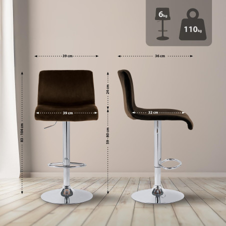 Tabouret de bar en velours Hoover C marron