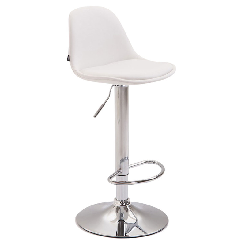 Tabouret de bar Kiel entièrement rembourré en similicuir blanc