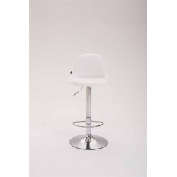 Tabouret de bar Kiel entièrement rembourré en similicuir blanc