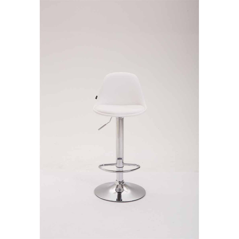 Tabouret de bar Kiel entièrement rembourré en similicuir blanc