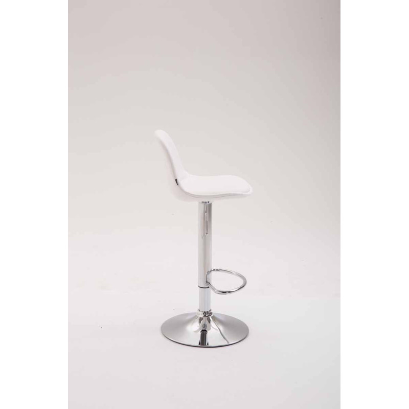 Tabouret de bar Kiel entièrement rembourré en similicuir blanc