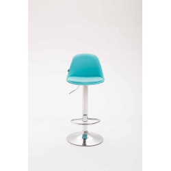 Tabouret de bar Kiel entièrement rembourré en similicuir bleu