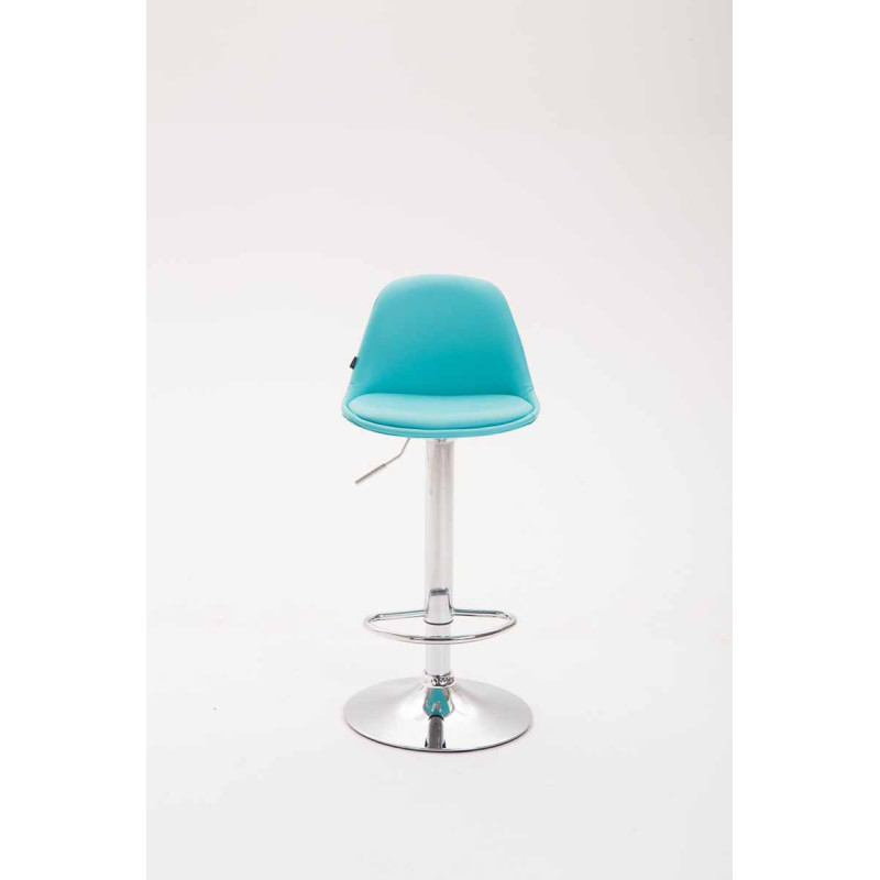 Tabouret de bar Kiel entièrement rembourré en similicuir bleu