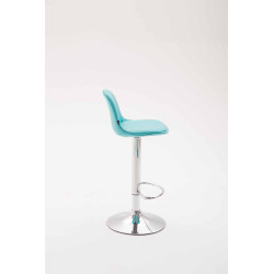 Tabouret de bar Kiel entièrement rembourré en similicuir bleu