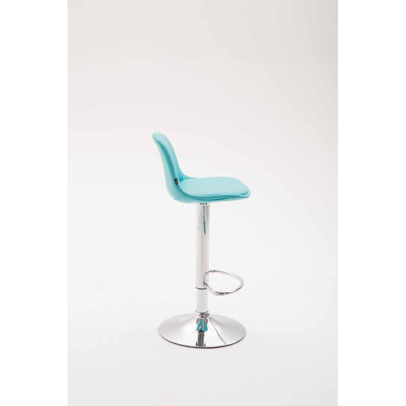 Tabouret de bar Kiel entièrement rembourré en similicuir bleu
