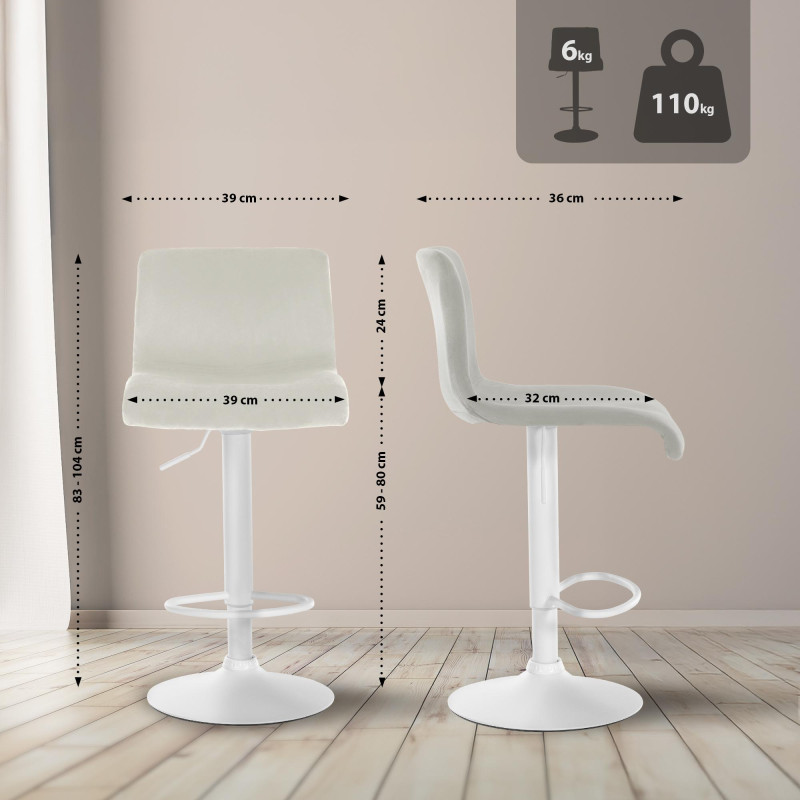 Tabouret de bar Hoover en velours crème