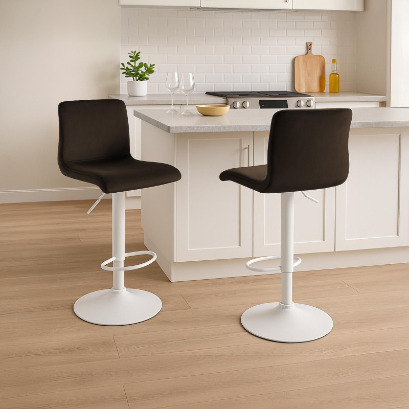 Tabouret de bar en velours Hoover, marron