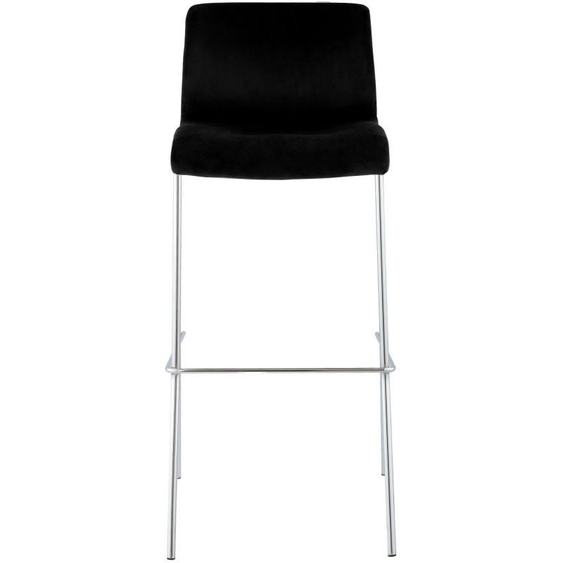 Tabouret de bar Hoover en velours, 4 pieds, chromé, noir