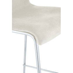 Taburete de bar Hoover de terciopelo, 4 patas, cromado, color crema