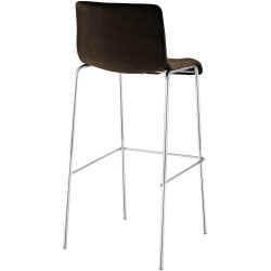 Tabouret de bar Hoover en velours, 4 pieds, chromé, marron