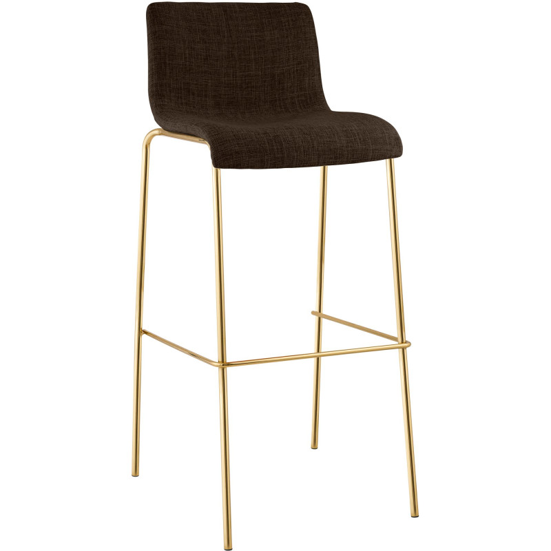 Sgabello da bar Hoover, tessuto, 4 gambe, oro/marrone