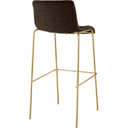 Tabouret de bar Hoover, tissu, 4 pieds, doré/marron
