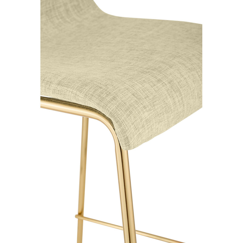 Tabouret de bar Hoover, en tissu, à 4 pieds, doré/crème
