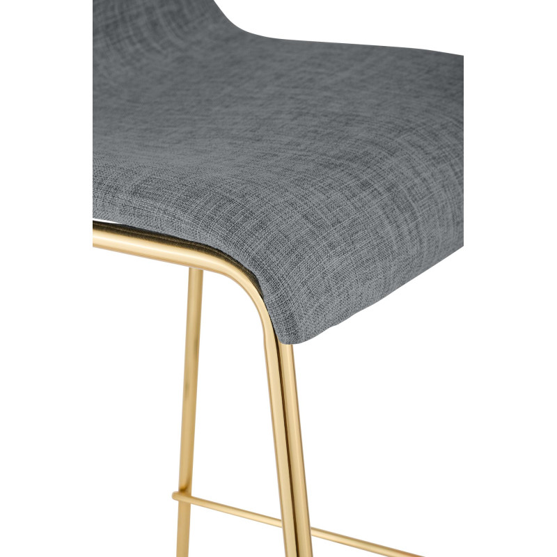 Sgabello da bar Hoover, tessuto, 4 gambe, oro, grigio chiaro