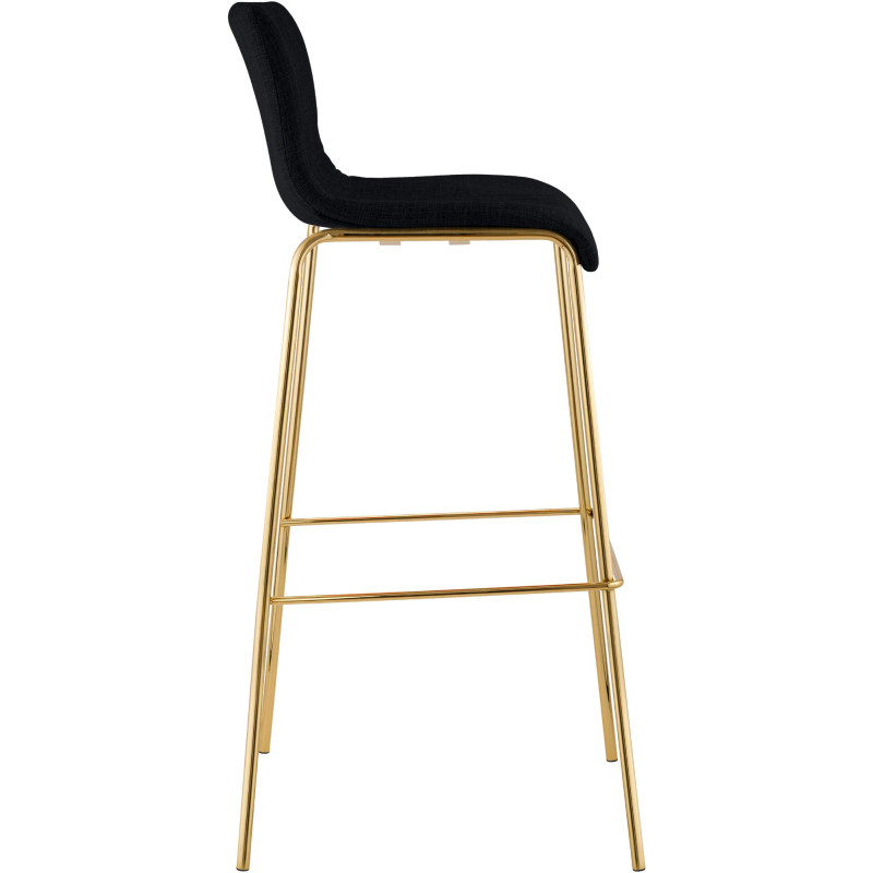 Tabouret de bar Hoover, tissu, 4 pieds, or/noir