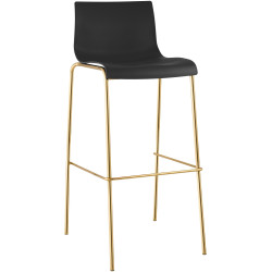 Tabouret de bar Hoover, en plastique, à 4 pieds, doré et noir.