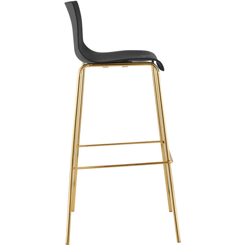 Tabouret de bar Hoover, en plastique, à 4 pieds, doré et noir.