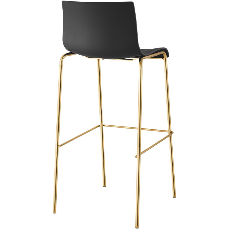 Sgabello da bar Hoover, plastica, 4 gambe, oro/nero