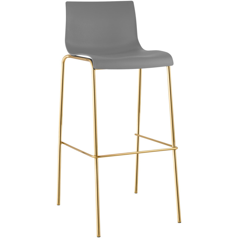 Tabouret de bar Hoover, en plastique, à 4 pieds, gris doré