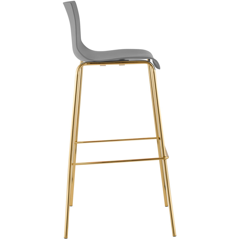 Tabouret de bar Hoover, en plastique, à 4 pieds, gris doré