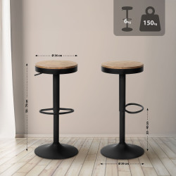 Conjunto de 2 banquetas de bar Pitas Natura