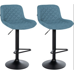 Conjunto de 2 banquetas de bar Kasson, em tecido, azul.