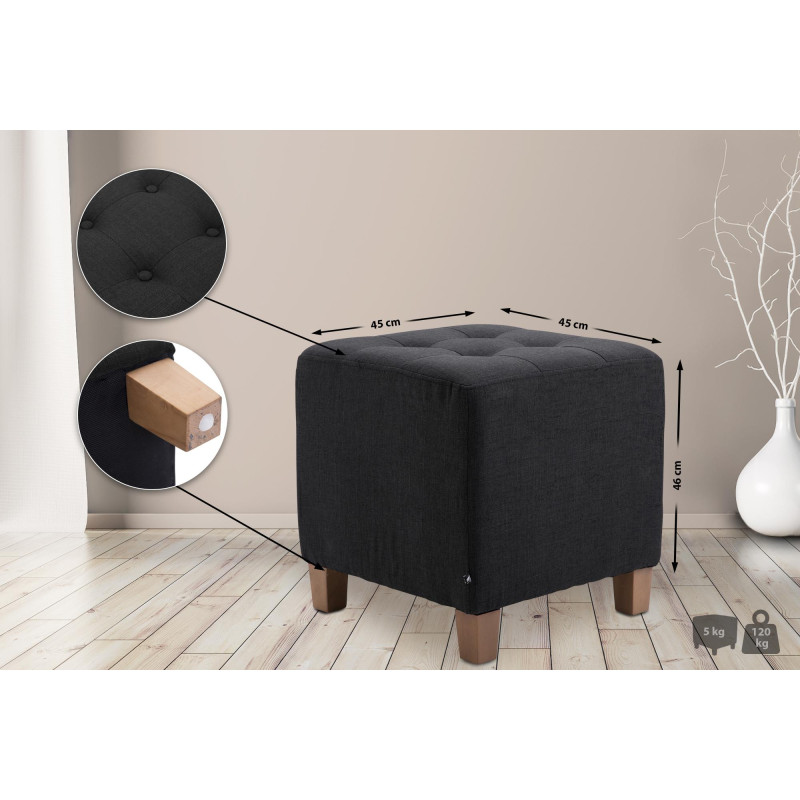 Tabouret Pharaon, noir clair antique