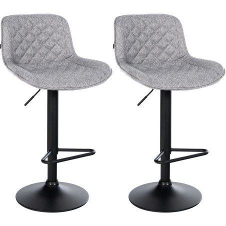 Lot de 2 tabourets de bar Kasson, revêtement en tissu gris