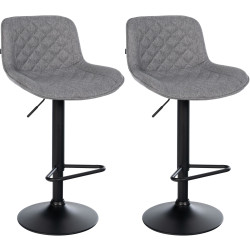 Ensemble de 2 tabourets de bar Kasson, tissu gris foncé